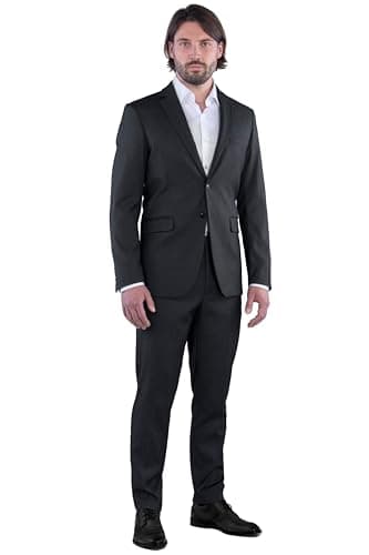 Image of SANDER STELLAN Men's Business Suit Slim Fit 2-Piece Jacket & Suit Trousers, black, 40
