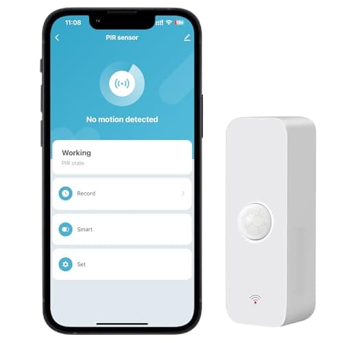 Image of PHOVOLT WiFi PIR Motion Sensor, Wireless Motion Detector, Infrared Movement Sensor Alarm, Smart Home Presence Sensor with Notification Alerts and Records, Works with Alexa, Google Assistant (1 Pack)