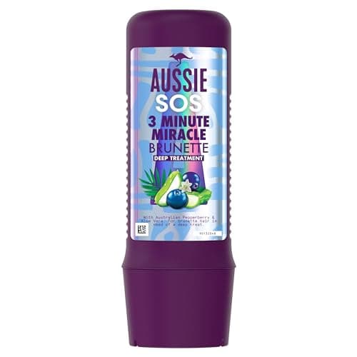 Image of Aussie SOS 3 Minute Miracle Brunette Hair Deep Treatment for Brunette Hair In Need of Nourishment, With Australian Pepperberry & Aloe Vera, 225ml