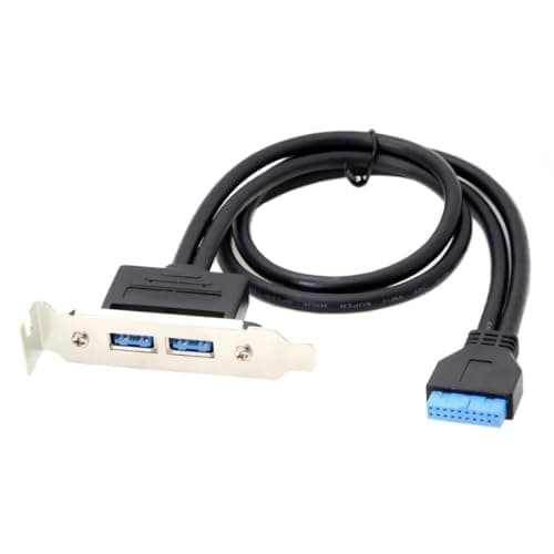 Image of chenyang USB 3.0 Front Panel Header 19/20Pin 1 Male to 2 USB 3.0 Female Chassis Back Panel Port Extension Cable 50cm with 80mm PCI-E Slot Bracket