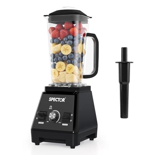Image of 2L Commercial Blender, 1600W Powerful Blender, High-Speed Mixer Food Processor, Juicer Smoothie, Ice Breaker, Ice Crush, 3 Speeds, Stainless steel blades, Motor, Blend, Chop, Grind & Purée, Black
