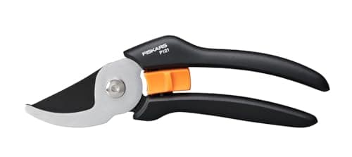 Image of Fiskars bypass pruning shears for fresh branches and twigs, non-stick coated, steel blades/FibreComp handles, black/orange, Solid, P121, 1057160