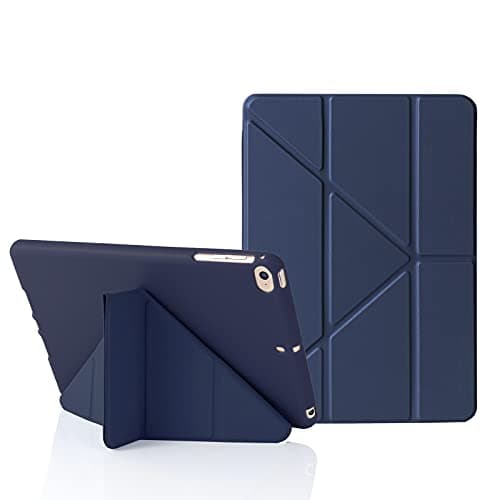Image of MuyDoux Origami Case for iPad mini 5 4 3 2, iPad Mini Case 7.9 Inch, 5-in-1 Multiple Viewing Angles, Smooth Front Cover & Shockproof Soft Flexible Back, Auto Sleep/Wake, Dark Blue