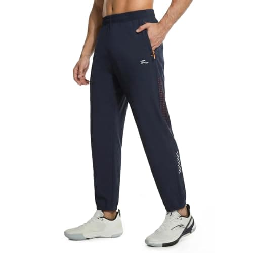 Image of LUWELL PRO Tracksuit Bottoms Men Quick Drying Mens Joggers Lightweight Jogging Bottoms Sports Casual Trousers Sweatpants for Gym Training with Zipper Pockets(C9559-1-Navy Blue-XL)