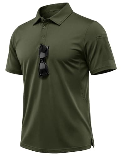 Image of MAGCOMSEN Men's Polo Shirts Short Sleeve Breathable Quick Dry Golf Tennis Top Gym Workout Polo Tee Shirts Army Green, S