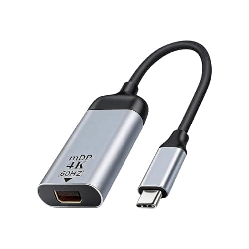 Image of USB C to Mini DP Displayport Cable Adapter 4K@60Hz Type-C Male to Mini DisplayPort Female Short Converter for MacBook iPad Pro Surface Laptop to Monitor Projector Aluminum Alloy UHD Video Lead
