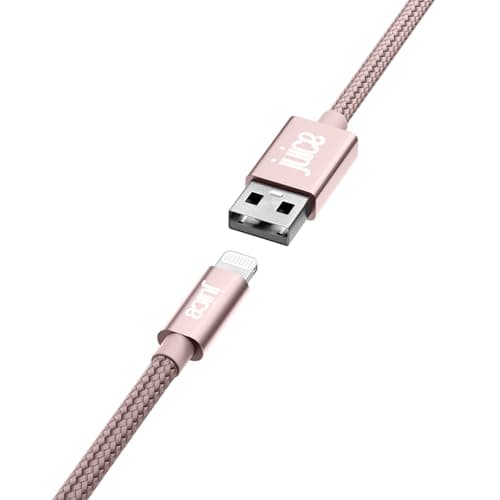 Image of Juice Braided iPhone Lightning Cable 1 Metre – Fast Charging MFi Certified iPhone Charger Lead Compatible with iPhone 14, 13, 12, 11, SE & iPad – Pink