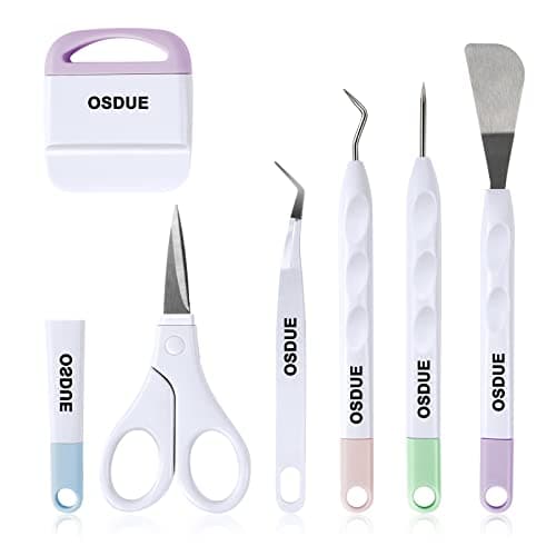 Image of OSDUE 6 PCS Vinyl Weeding Tools, Craft Weeding Tools Set, Stainless Steel Plotter Accessories for Cricut/Silhouette/Siser/Oracal 631 651 751 Vinyl