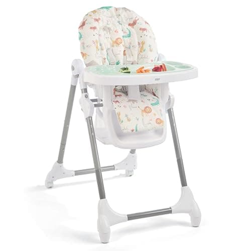 Image of Mamas & Papas Snax Adjustable Baby High Chair for 6 Months Plus, Toddlers, Reclining, Foldable Highchair with Wipeable Removable Tray, Baby Feeding Chair, 108 x 84 x 59 cm, Jungle Alphabet