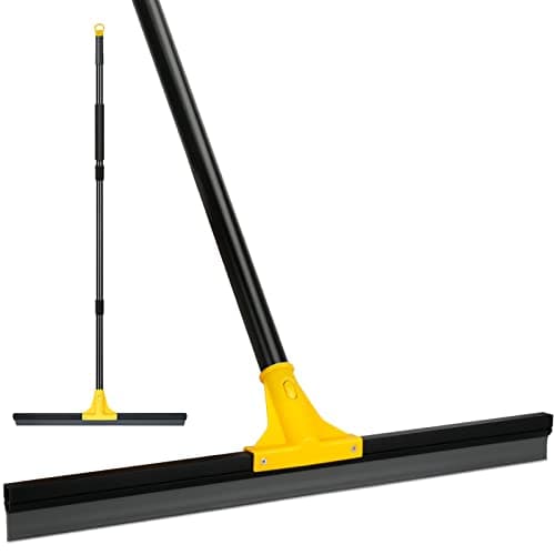 Image of Floor Squeegee Outdoor Heavy Duty, 60cm Rubber Squeegee Broom with Long Handle 160cm for Cleaning Garage Courtyard Bathroom Shower Glass Window Tile Concrete Deck Marble Water