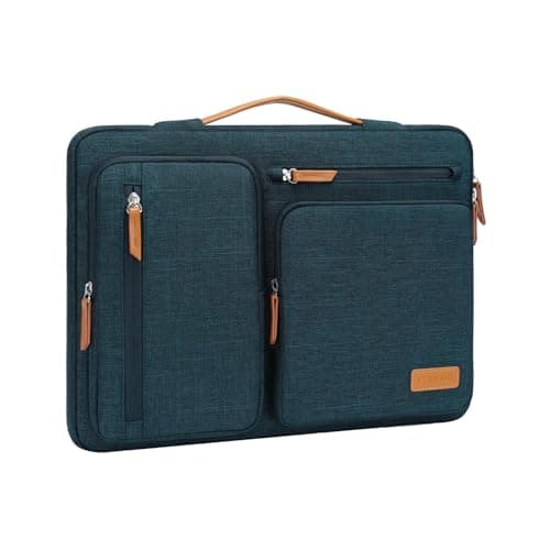 Image of MOSISO 360 Protective Laptop Case 13.3 inch, 13-13.3 inch Laptop Sleeve Compatible with MacBook Air/Pro 13/Pro 14, HP Dell Acer ASUS, Side Open Carrying Case with 4 Zipper Pockets&Handle, Teal Green
