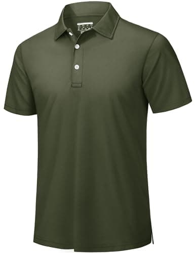 Image of TACVASEN Polo T Shirts for Men Outdoor Breathable Golf Tops Quick Dry Lightweight Work T Shirts Casual Army Green,XL