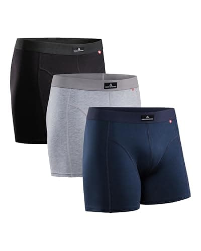 Image of DANISH ENDURANCE Cotton Boxers for Men with Optional Fly, Stretchy Men's Underwear Trunks, 3 Pack, Multicolour: Black, Navy, Grey, XL