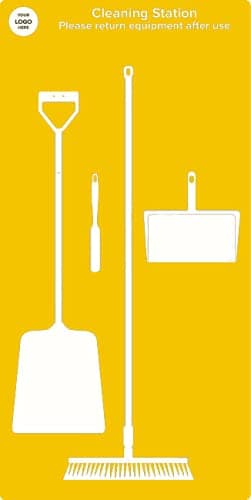Image of Floor Cleaning Station Shadow Board (Yellow- with products)