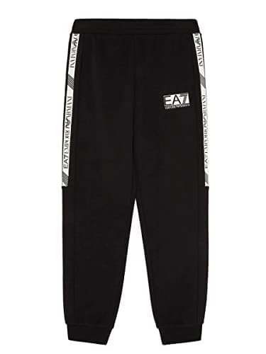 Image of EA7 Logo Series Boys Cotton Blend Jogger UK 8 Black