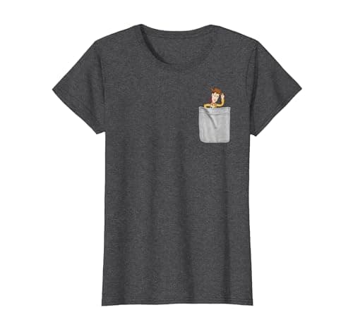 Image of Disney Pixar Toy Story Woody Faux Pocket Graphic T-Shirt T-Shirt, Women, Dark Heather Grey, Medium