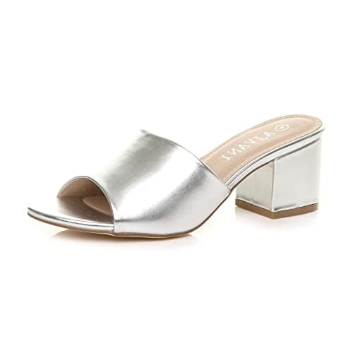 Image of AJVANI low mid block heel casual party evening mules sandals size 6 39
