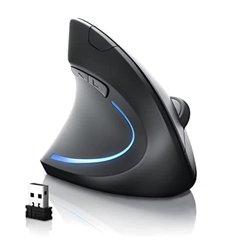 Image of CSL - Wireless Vertical Ergonomic USB Mouse for left handed users Bluetooth + 2,4 Ghz Wireless Optical Mouse without cable 5 Buttons 2400 dpi Prevention against mouse arm tennis elbow PC Laptop Mac