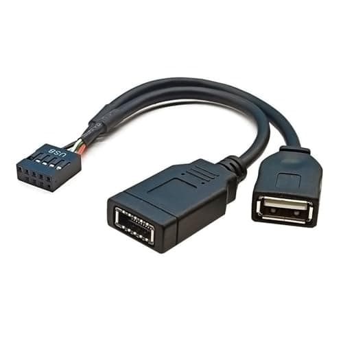 Image of NFHK USB 2.0 9Pin Male 1 to 2 USB 2.0/USB 3.1 Type E Key-A Female Front Panel Socket to 9Pin Mainboard Header Extension Cable 0.49FT