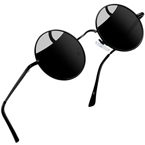 Image of Joopin Retro Round Sunglasses Mens UV400 Protection Metal Frame Vintage Circle Sun Glasses Polarised Sunglasses for Women and Men (Black)