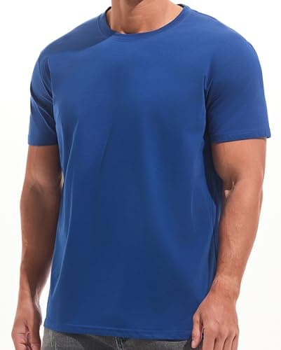 Image of RONOMO Men's Solid Color Comfortable T-Shirt(JS Blue XXXL)