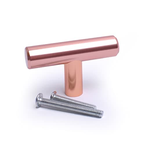 Image of BSM Marketing Kitchen Cabinet Door Drawer Cupboard Knob Solid Rose Gold T Bar Handle (1, T Knob: 50mm)