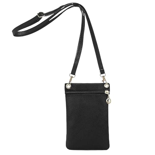 Image of 1Pc Leather Phone Bag Soft Comfortable Black Crossbody Bag For Women Reusable Durable Phone Bags For Women Adjustable Lightweight Design Large Capacity For Female Girl Daily Use Or Travel