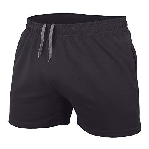 Image of Muscle Alive Men Bodybuilding Gym Workout Shorts Sprots Fitness Terry Cotton 5 Inseam Black M