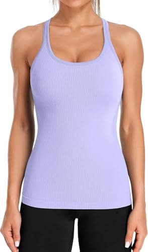 Image of ATTRACO Sport Vest for Women Fitness Yoga Tank Tops with Built in Bra Lavender S