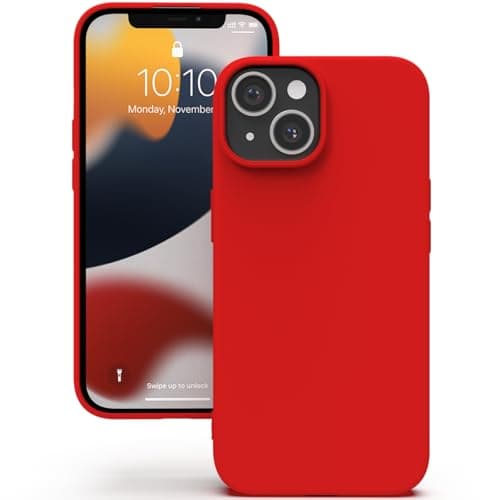Image of YATWIN Silicone Case for iPhone 13 Mini, Soft-Touch, Shockproof, DustProof, Antiskid Full Body Armour Phone Cover for Apple iPhone 13 Mini - Red