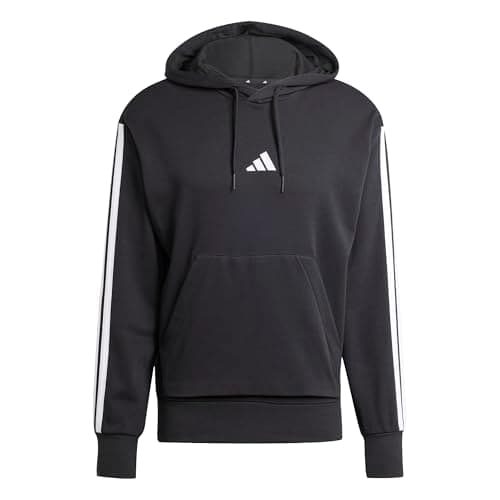 Image of adidas Men's ESSENTIAL THREE STRIPES FRENCH TERRY HOODIE, black/white, XL