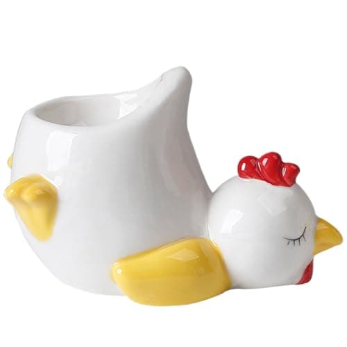 Image of Jiwyunlu Cartoon Egg Cups - Cartoon Ceramic Breakfast Eggs Holders - Funny Chick and Duck Egg Display Stand, Cute Animal Home Decoration for Party Favors, Family, Dining Room, Kitchen