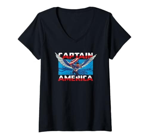 Image of Womens Captain America Flying V-Neck T-Shirt