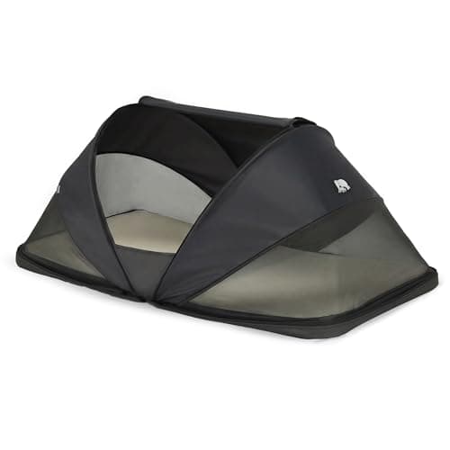 Image of Deryan Cutey Toddler Travel Cot with Mattress, 0-2.5 Years, Foldable Toddler Bed Baby Tent Set Up in 2 Seconds - Includes Mosquito Net & Travel Bag, for One Child, 120 x 63 x 50 cm (Black)