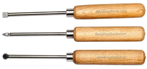 Image of David Lloyd Tools Handmade Carbide Tipped Wood Turning Chisels 3-Piece Set - British Made Woodworking Lathe Tools for Professional Turning