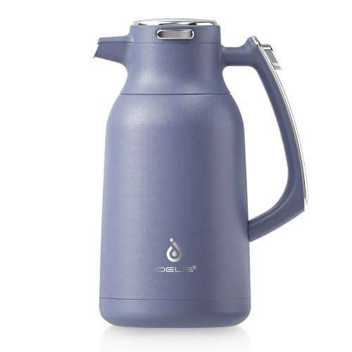 Image of IDEUS Insulated Coffee Jug 2l, Double Wall Vacuum Stainless Steel Water Pitcher Milk Carafe Thermal Teapot Beverage Dispenser Thermo (Ocean Blue, 2L)