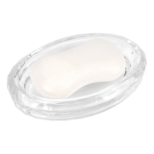Image of Linkidea Glass Soap Holder, Clear Bar Dish Saver for Shower, Bathroom, Slim Design Storage Tray for Countertop(Ellipse)