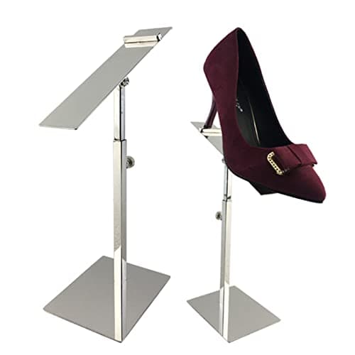 Image of VIDAYA Silver Display Stand, Stainless Steel Shoe Risers Countertop Adjustable Retail Supplies, Rack Set of 2