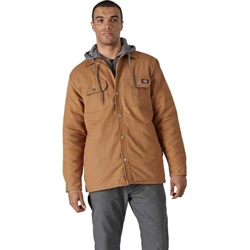Image of Dickies, Men's, Fleece Hooded Duck Shirt Jack Relaxed, Brown Duck, M