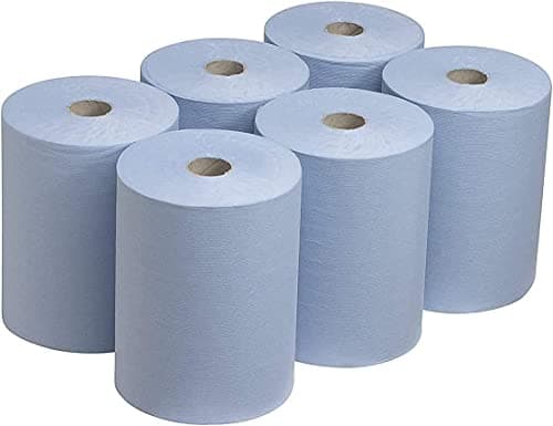 Image of TPZ The Packaging Zone | Centre Feed Blue Rolls | Blue Recycled Paper Hand Towels | Multi-Purpose Use | 12 Pack