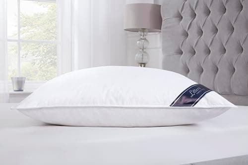 Image of Littens Extra Filled Luxury European Continental 40cm x 80cm White Goose Feather & Down Pillow 230TC 100% Cotton Casing, Down Proof (16" x 32")