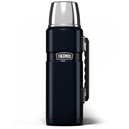 Image of Thermos - Stainless King Midnight Blue Travel Flask (1.2L) Premium Leak Proof Insulated Tea & Coffee Flask, Hot & Cold Drinks, Built-in Cup, Twist-Pour Stopper, BPA-Free, Durable Steel