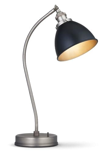 Image of National Lighting Rue Table Light 460mm - IP20 Matt Black Finish with Aged Pewter Effect – Adjustable Desk Lamp for Home Office or Bedroom – Non-Dimmable 7W LED E27 Fitting with On/Off Switch