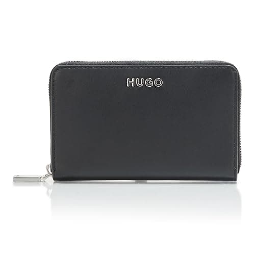 Image of HUGO Women's Mel Small Zip Around Wallet, Black Carbon, 6-Inch, Zipper Wallet