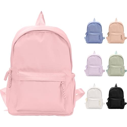 Image of Fjquamitix Backpack for Girls Women High School Book Bag Cute Backpack for Men Teens, Lightweight Simple Middle School Back Pack Daypack (Pink)