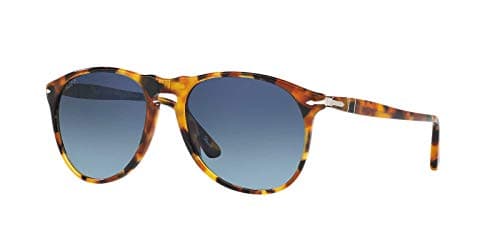 Image of PERSOL Men'S Mod. 9649S Sun 0Po9649S 1052S3 55 Rectangular Polarized Sunglasses 55, Madreterra/Blueegradientdarkblueepolar