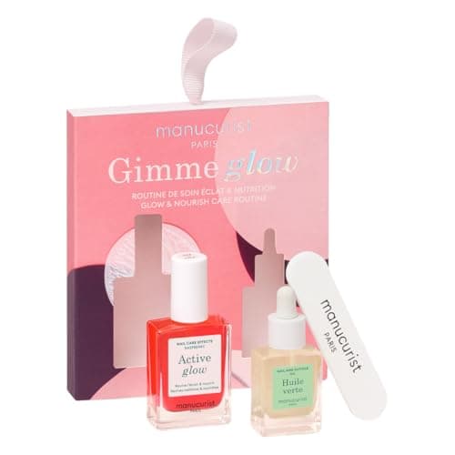 Image of Manucurist Active Glow Raspberry Gift Set & Green Oil – Includes: 1 Care & Makeup Nail Polish, 1 Cuticle Nail Oil, 1 Complimentary Mini Nail File – Gifts for Women - Nails Care Gift Box