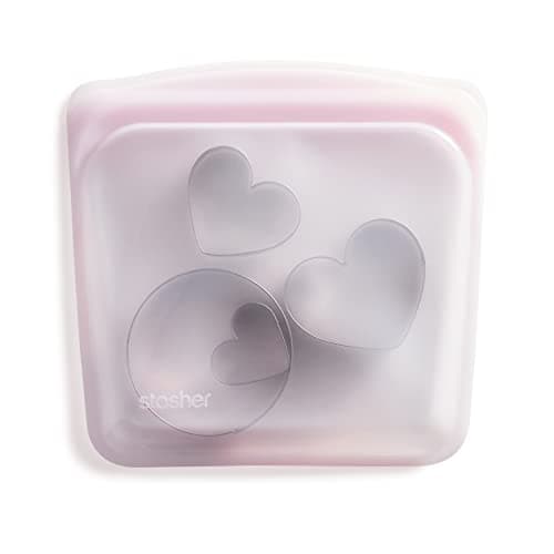 Image of Stasher Platinum Silicone Food Grade Reusable Storage Bag, Pink Rainbow (Sandwich) | Reduce Single-Use Plastic | Cook, Store, Sous Vide, or Freeze | Leakproof, Dishwasher-Safe, Eco-friendly | 440ml