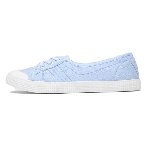 Image of Lilley Womens Blue Floral Slip On Canvas Shoe - Size 6 UK - Blue