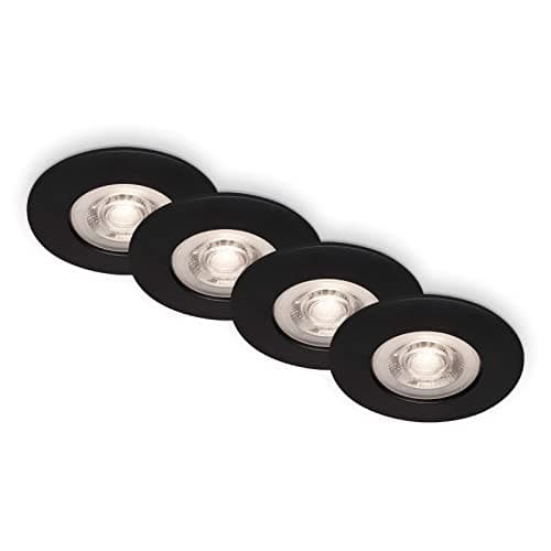 Image of BRILONER - LED Downlight Spotlights, Set of 4 Recessed Ceiling Lights, IP44 Water Splash Protection, 230V, Warm White, 4.9 W 480lm, LED Downlights, Bathroom Ceiling Lights, 9x2.5cm, Black